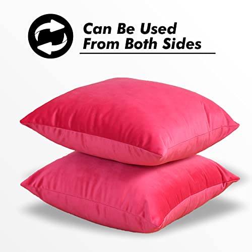 Yellow Weaves Soft Velvet Fabric 250 TC Cushion Cover 16 X 16 Inches, Set Of 5, (Pink) - Image 2