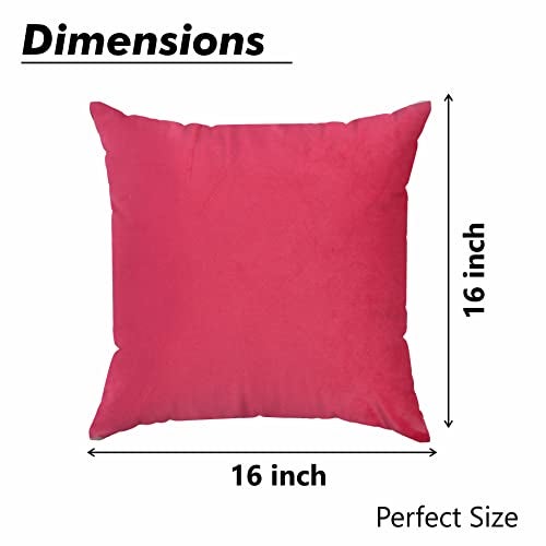 Yellow Weaves Soft Velvet Fabric 250 TC Cushion Cover 16 X 16 Inches, Set Of 5, (Pink) - Image 4