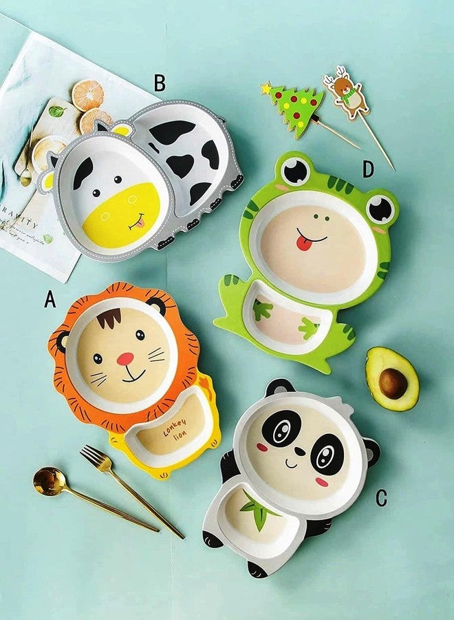 PANSHUB Frog Bamboo Dish Set Eco Friendly Dinner Set, 5 Pcs Tableware Crockery Set for Weaning Toddler & Self Feeding Baby Utensil Set for Baby Kids (Frog Bamboo Fiber Dinner Set) - Image 5