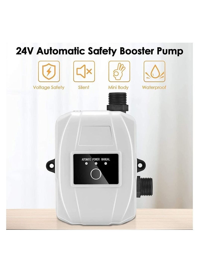 Water Booster Pump,24V Portable Automatic Pressure Pump,150W Shower Pump with Flow Switch, Hot Cold for Tap Water/Toilet/Bathroom (White) - Image 2