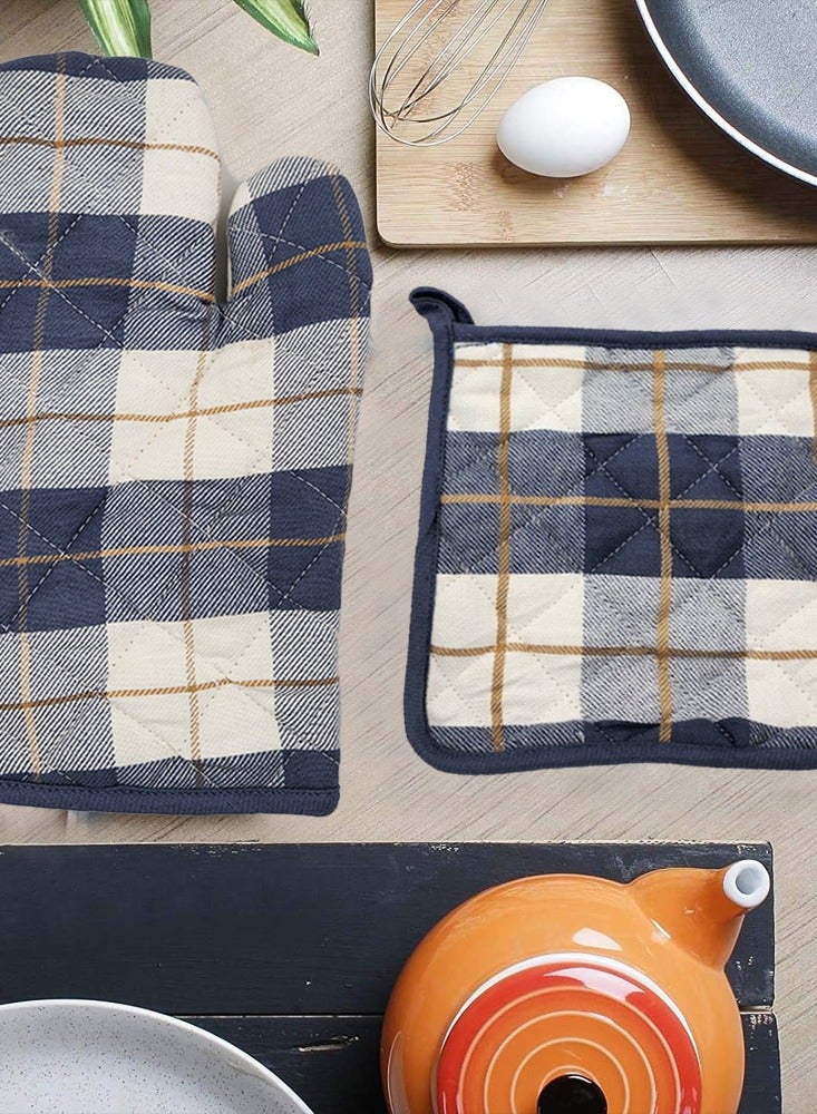 BYFT Orchard Gloves and Pot holder-Denim Blue & Caramel  - Image 1