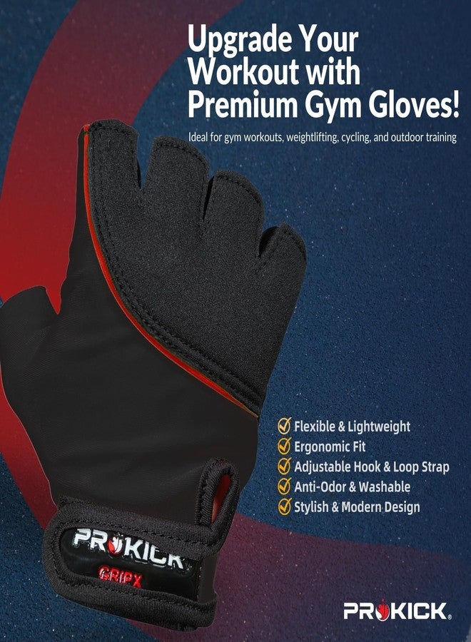 Prokick Gym Gloves GripX | Standard Size | Non-Slip Palm Grip | Wrist Support & Breathable Design for Weightlifting, Fitness & Training (Black) - Image 4