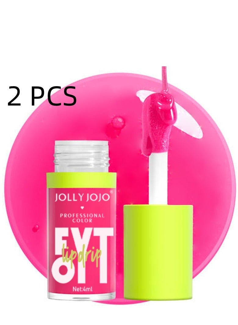 جولي جوجو مجموعة زيت الشفاه برأس فرشاة كبيرة، مرطب ومغذي للغاية، زيت شفاه لامع ناعم، ملمع شفاه ملون نباتي لامع، تركيبة غير لاصقة، باربي بينك، قطعتان - Image 1