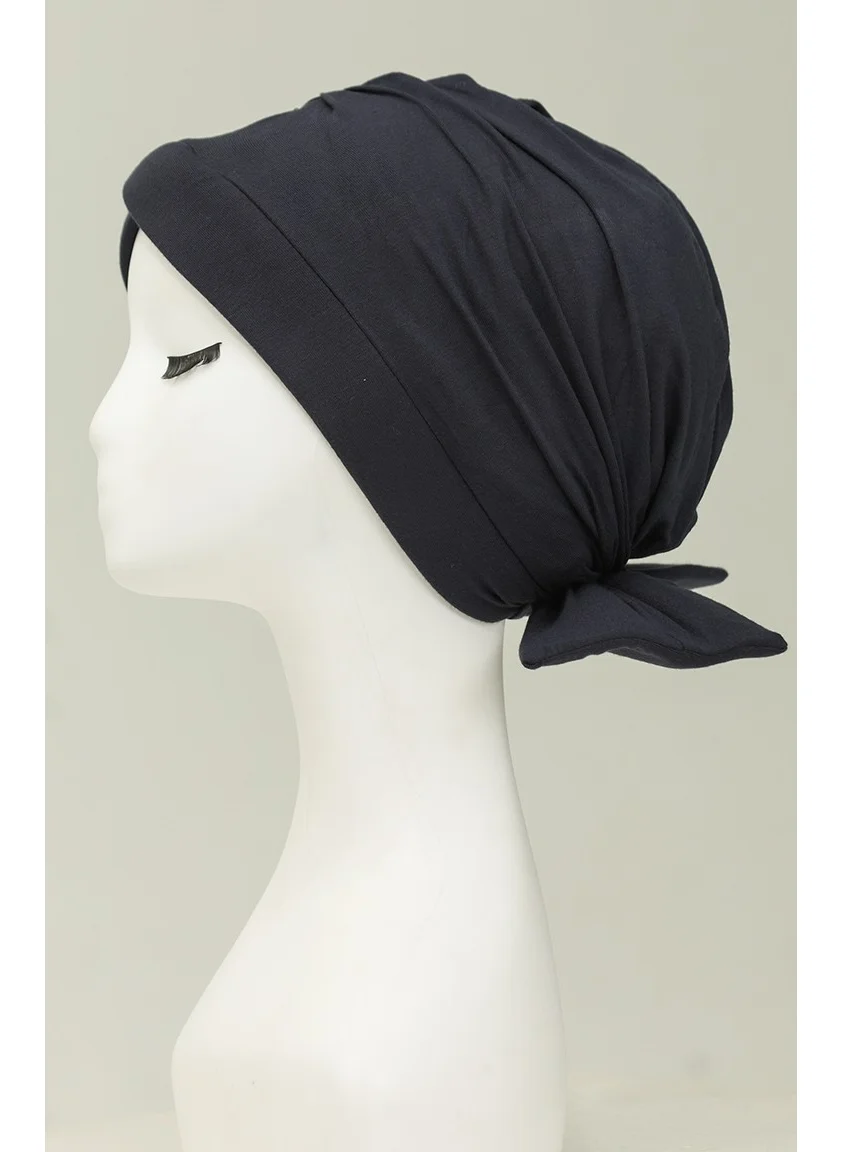 Sefa Merve Combed Cotton Outer Bonnet 1248-09 Navy Blue