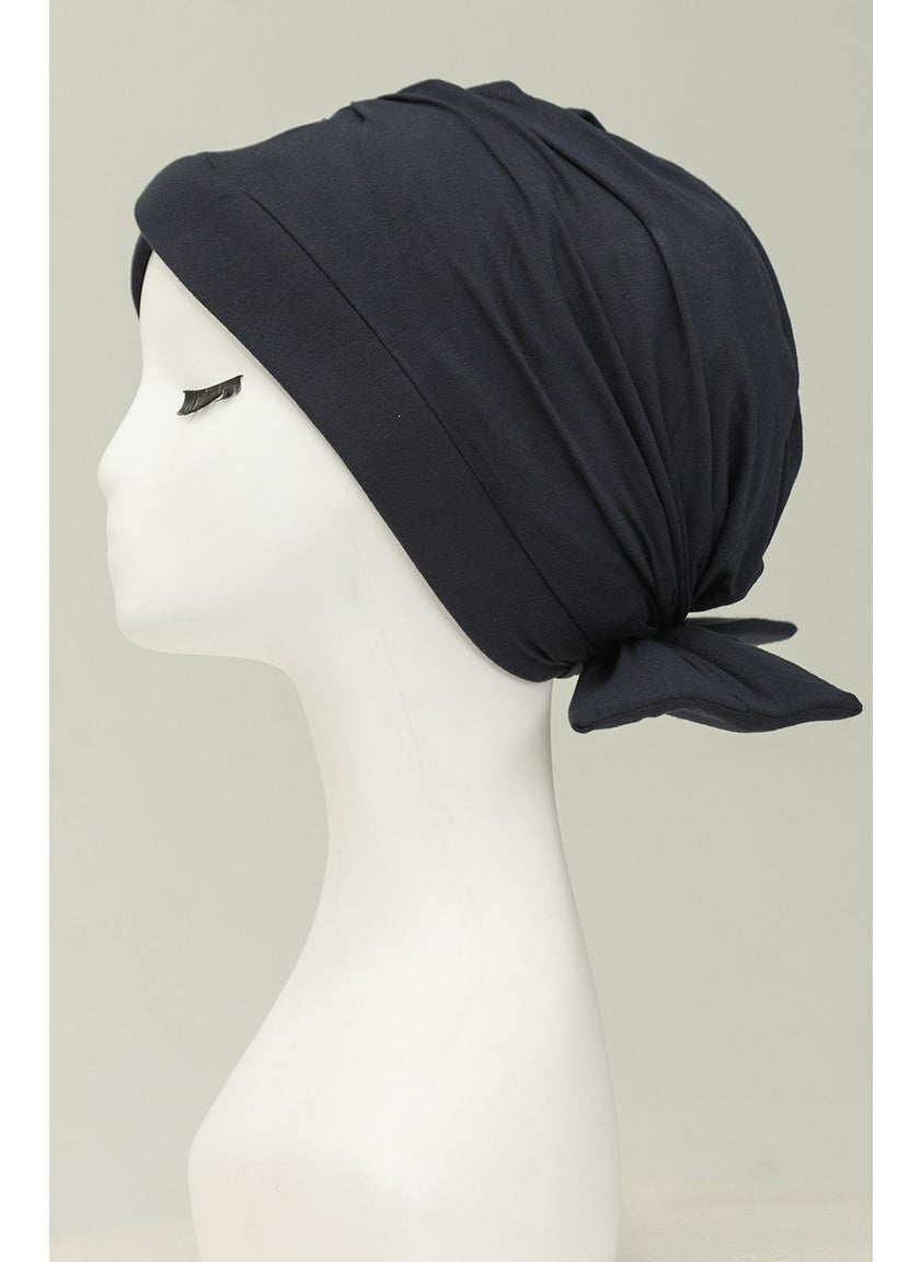 Sefa Merve Combed Cotton Outer Bonnet 1248-09 Navy Blue  - Image 2
