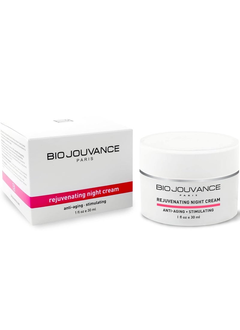BIO JOUVANCE PARIS - Rejuvenating Night Cream 1oz  30ml  For MatureSun Damaged Skin  Anti Aging Face Moisturizer Hydrating Lotion  Daily Facial Skin Care Treatment Regimen  Made in France - Image 1