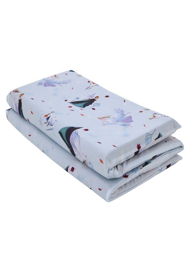 NoJo Disney Frozen Winter Cheer Lavender, Aqua, Green and White Anna, Elsa and Olaf Preschool Nap Pad Sheet - Image 2
