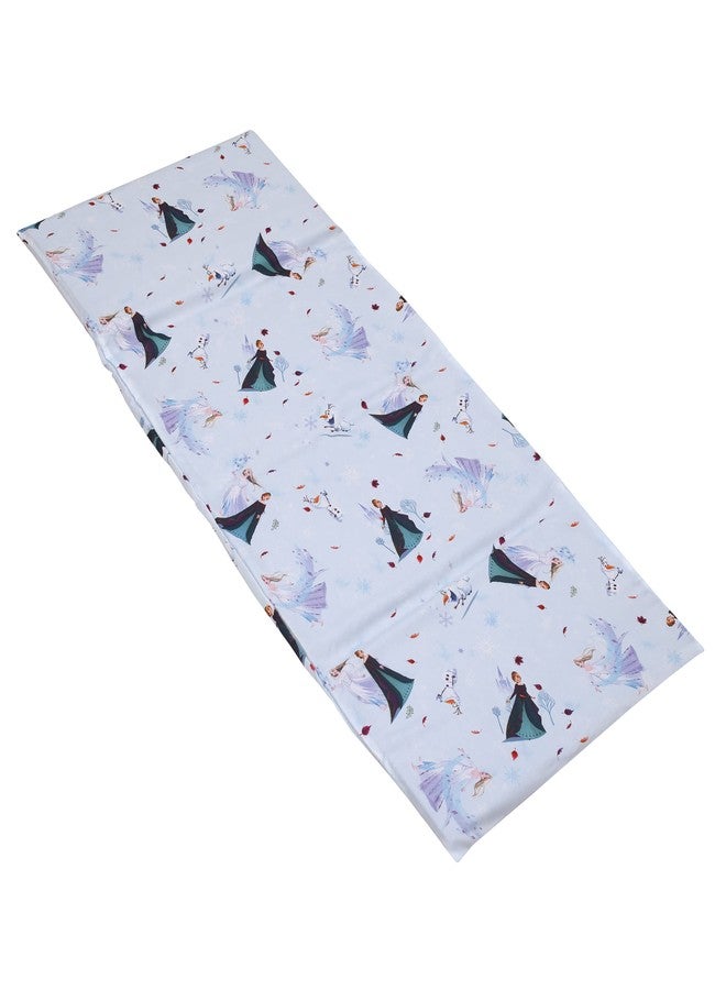 NoJo Disney Frozen Winter Cheer Lavender, Aqua, Green and White Anna, Elsa and Olaf Preschool Nap Pad Sheet - Image 1