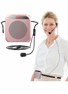 Generic Voice amplifier with wired microphone headphones, portable rechargeable PA system speaker, personal microphone voice amplifier for teachers, tour guides/coaches (pink)  - Image 1
