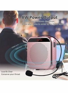 Generic Voice amplifier with wired microphone headphones, portable rechargeable PA system speaker, personal microphone voice amplifier for teachers, tour guides/coaches (pink)  - Image 2