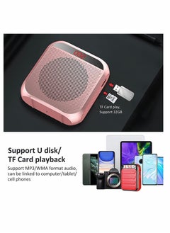Generic Voice amplifier with wired microphone headphones, portable rechargeable PA system speaker, personal microphone voice amplifier for teachers, tour guides/coaches (pink)  - Image 3