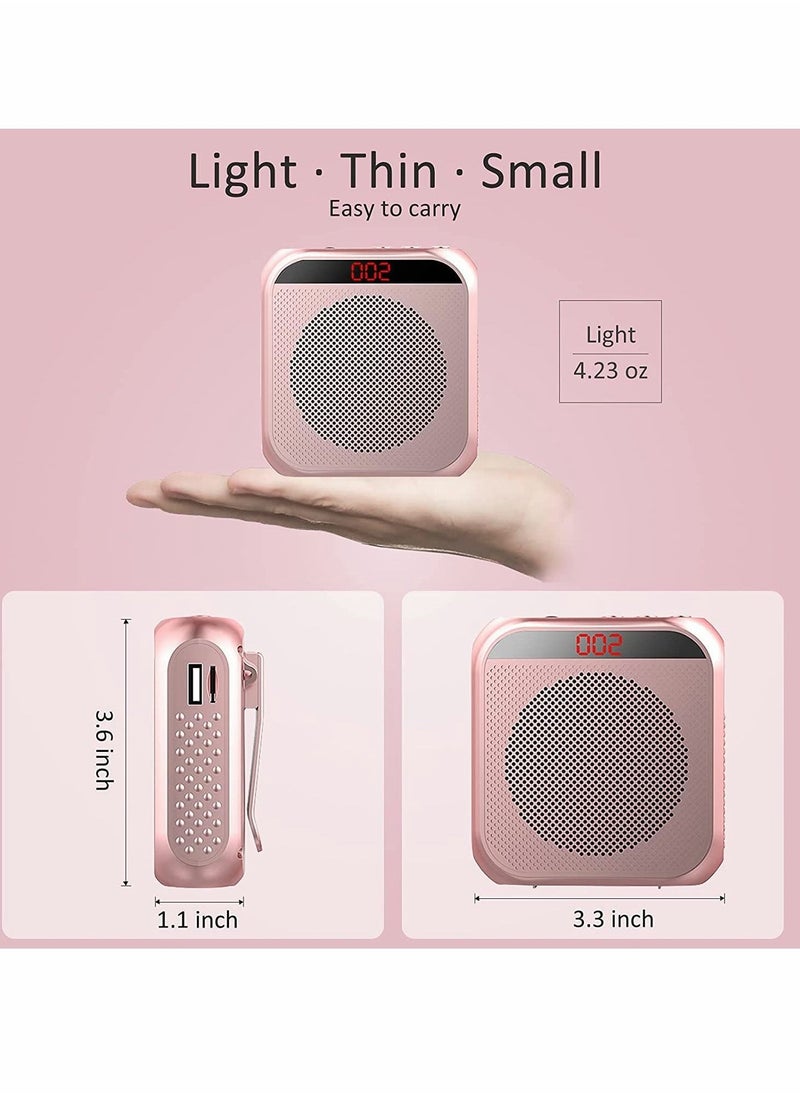 Generic Voice amplifier with wired microphone headphones, portable rechargeable PA system speaker, personal microphone voice amplifier for teachers, tour guides/coaches (pink)  - Image 4