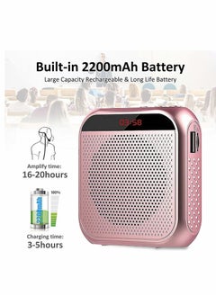 Generic Voice amplifier with wired microphone headphones, portable rechargeable PA system speaker, personal microphone voice amplifier for teachers, tour guides/coaches (pink)  - Image 5