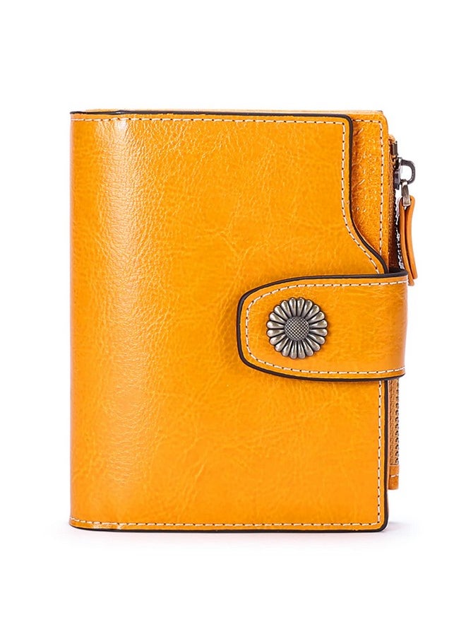 FALAN MULE - Genuine Leather Small Wallet For Women, Rfid Blocking, Compact Size, Yellow - Image 1