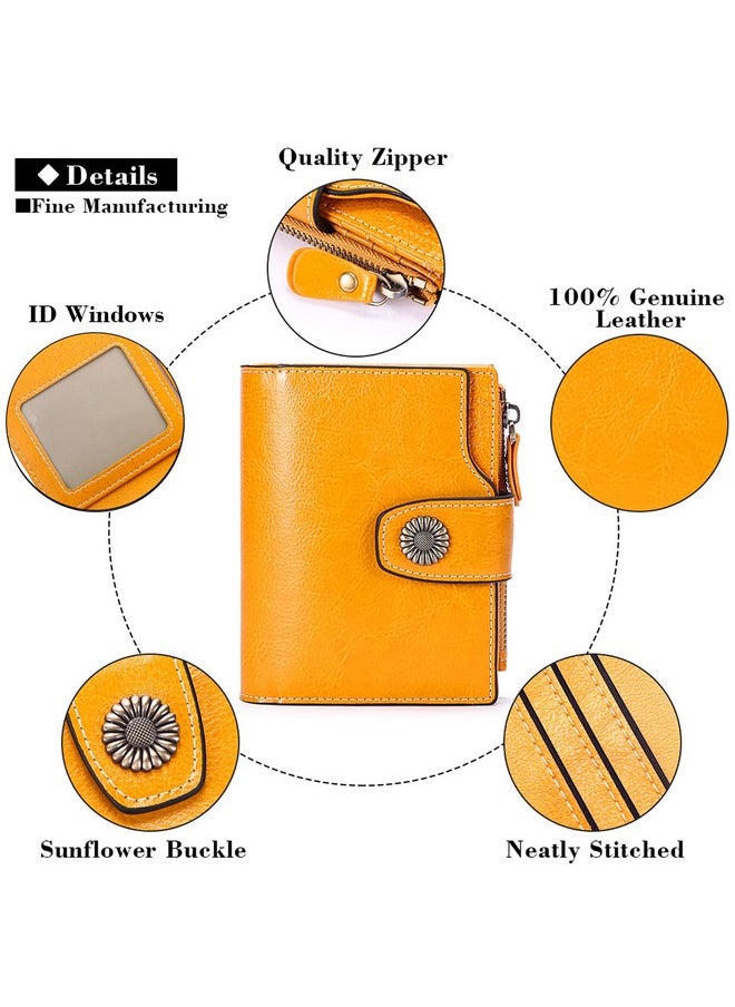 FALAN MULE - Genuine Leather Small Wallet For Women, Rfid Blocking, Compact Size, Yellow - Image 1