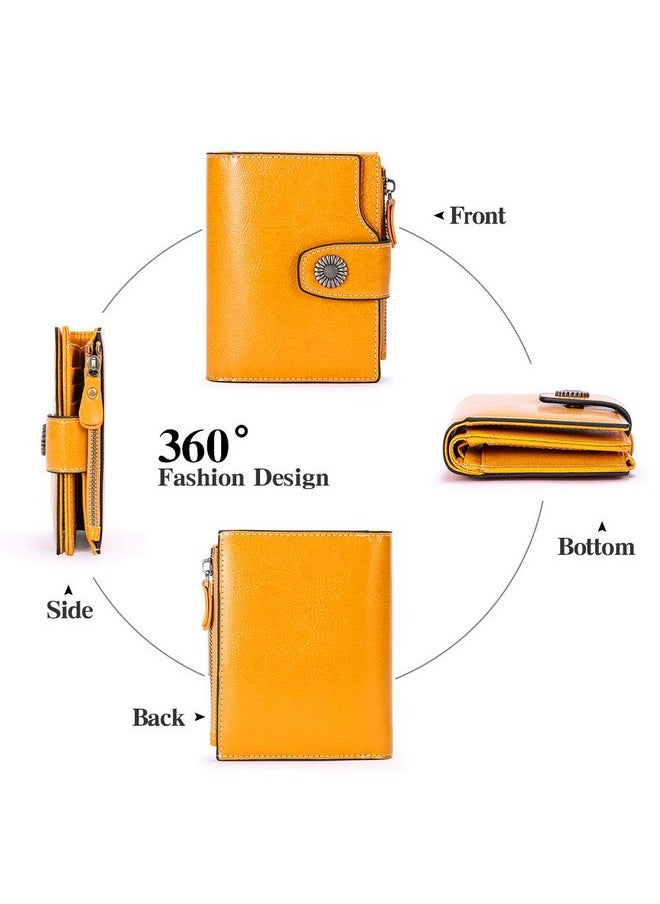 FALAN MULE - Genuine Leather Small Wallet For Women, Rfid Blocking, Compact Size, Yellow - Image 1