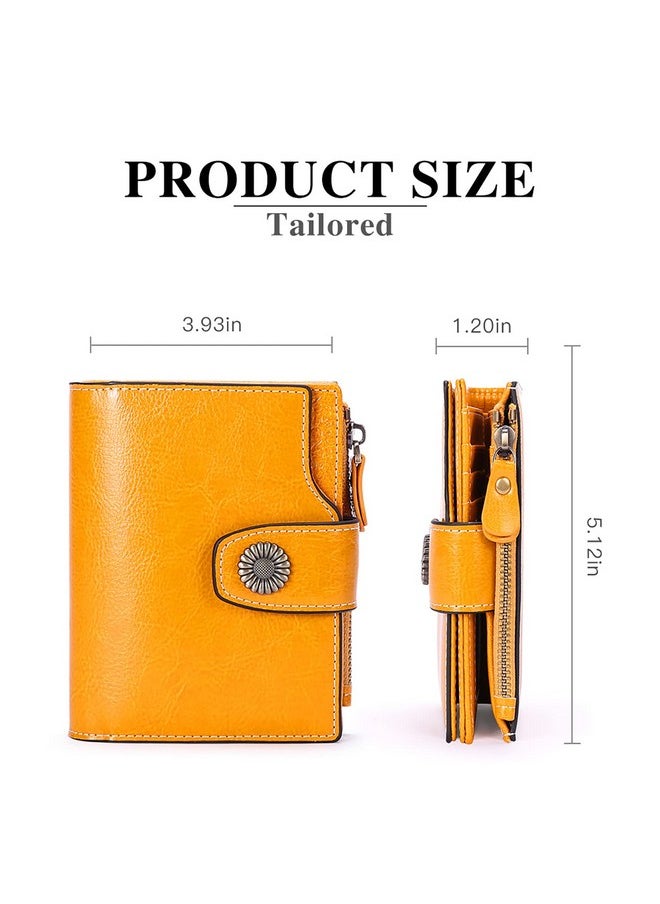 FALAN MULE - Genuine Leather Small Wallet For Women, Rfid Blocking, Compact Size, Yellow - Image 1