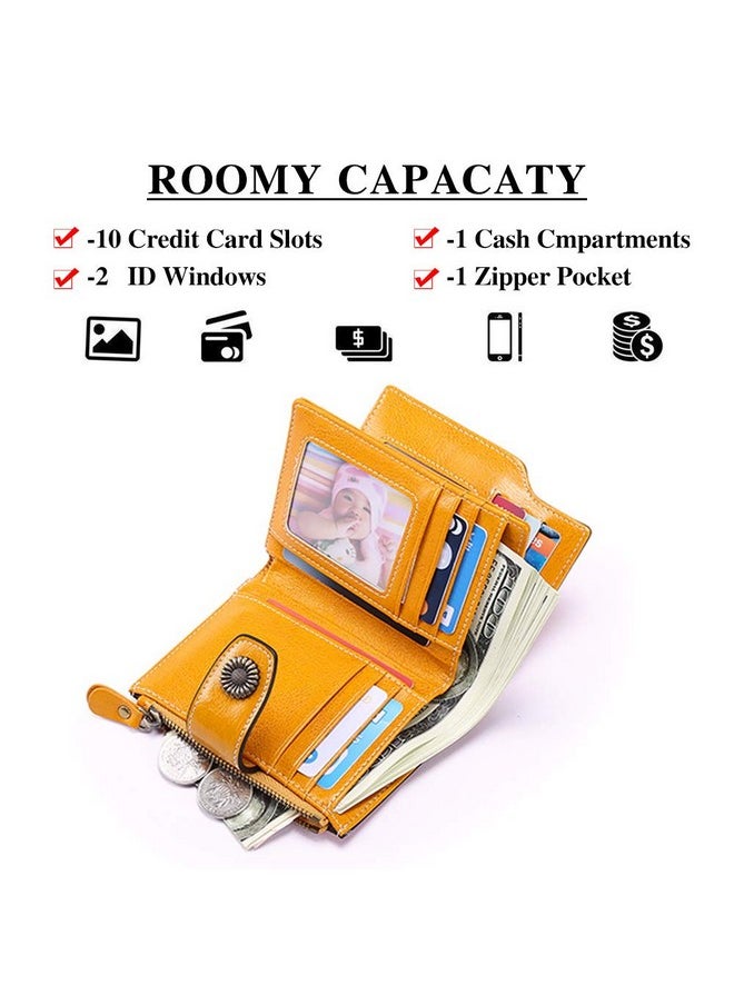 FALAN MULE - Genuine Leather Small Wallet For Women, Rfid Blocking, Compact Size, Yellow - Image 1