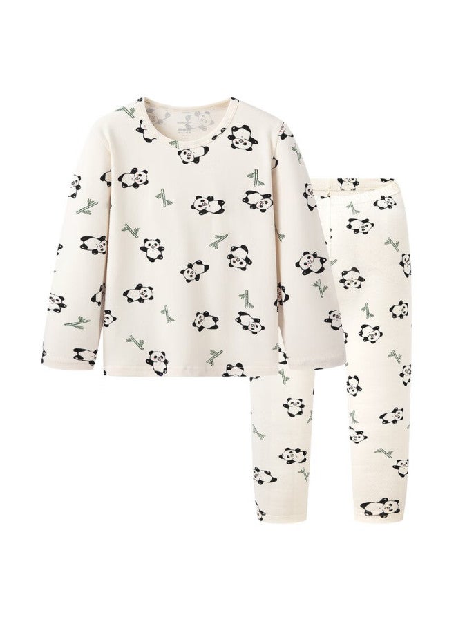 Threegun Kids Class A Soft Stretch Cotton Crew Neck Printed Boys Girls Underwear Set Happy Panda 140 - Image 1