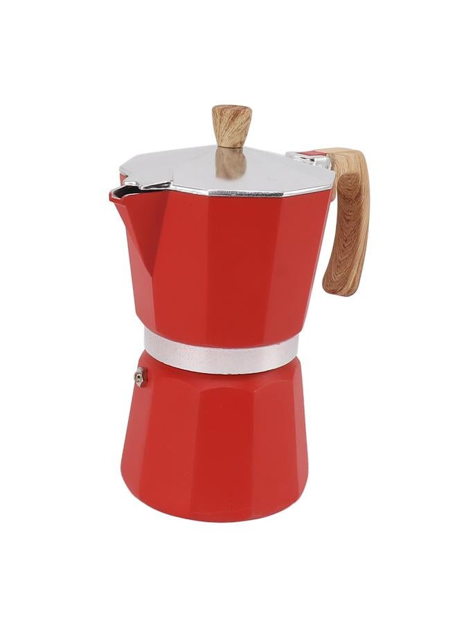 xozgdovg Moka Pot Aluminium Alloy Fast Heat Comfortable Grip Octagonal Coffee Maker Pot for Gas Electric Stove Top Kitchen Red 150ml  - Image 1