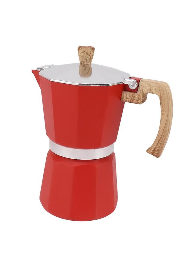 xozgdovg Moka Pot Aluminium Alloy Fast Heat Comfortable Grip Octagonal Coffee Maker Pot for Gas Electric Stove Top Kitchen Red 150ml  - Image 2
