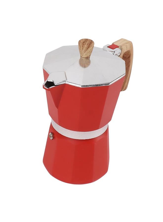 xozgdovg Moka Pot Aluminium Alloy Fast Heat Comfortable Grip Octagonal Coffee Maker Pot for Gas Electric Stove Top Kitchen Red 150ml  - Image 4
