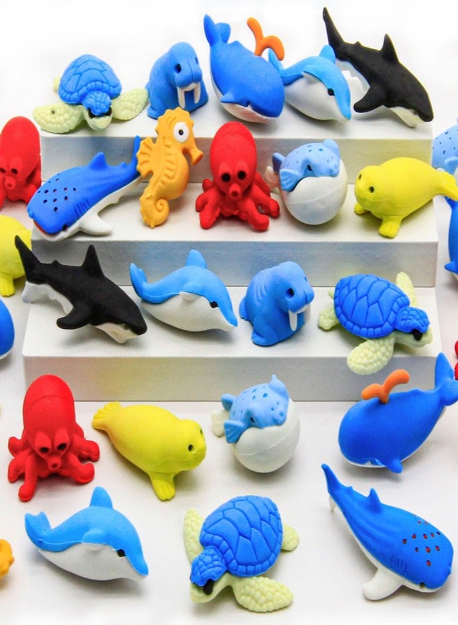 Satomoto 40 pcs Sea Animal Erasers for Kids Desk Pet, 3D Take Apart Animal Pencil Erasers for Kids Classroom Prizes, Class Treasure Box,Game Rewards,Party Favors - Image 1