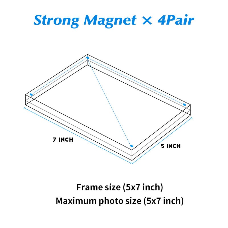 جويوفيب Juoifip Acrylic Picture Frame 5x7 بوصة 5 حزمة إطارات صور مغناطيسية صافية - Image 2