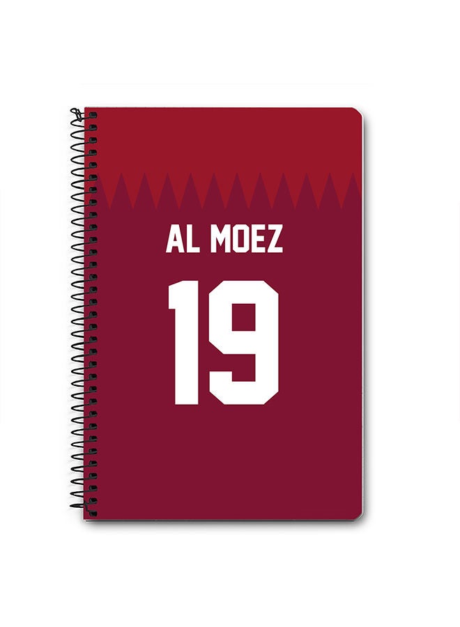 Stylizedd Designer A5 Spiral Notebook Memo Notepad Journal - Football Team - Qatar Player Name - Al Moez - Image 1