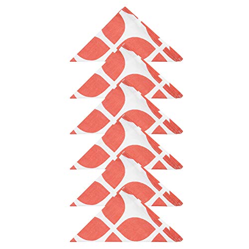 Dekor World Cotton Coral Printed and Solid Napkin Set (Pack of 12) - Image 2