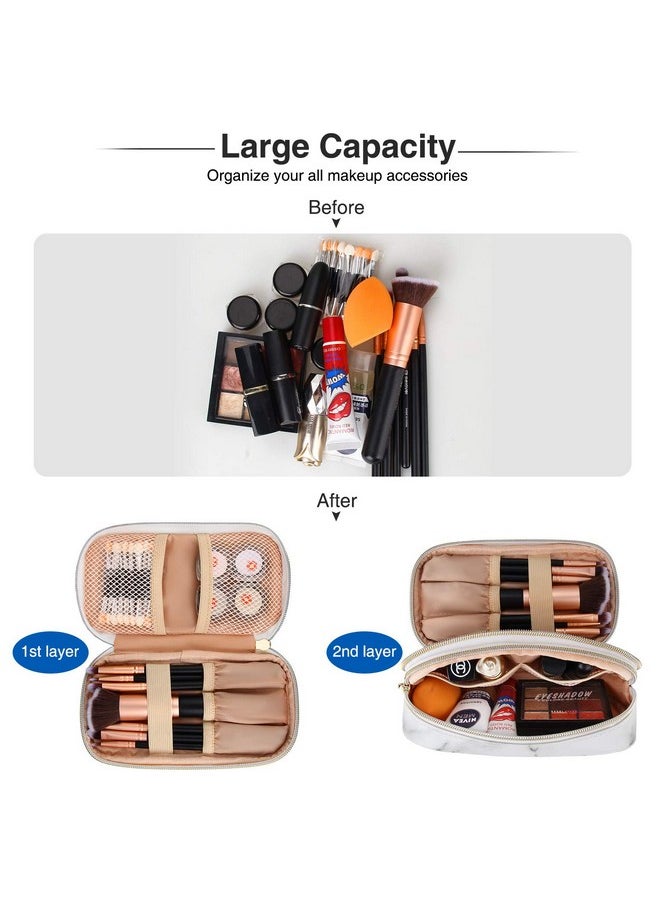 MONSTINA Makeup Bag For Womenpouch Bagmakeup Brush Bags Travel Kit Organizer Cosmetic Bag (Cwhite)  - Image 2