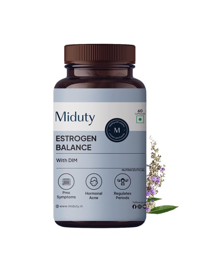 Miduty Estrogen Balance Supplement For Women | Helps in Period & PMS - 60 Capsules - Image 1