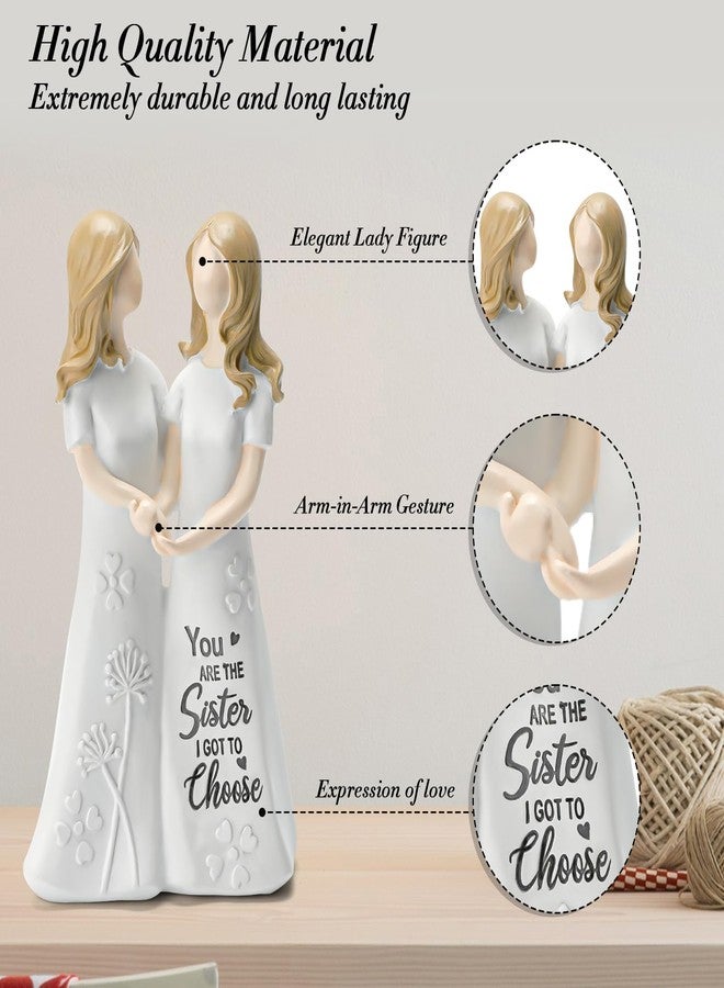INLOMEM Friendship Gifts for Best Friends Women - Resin Sister Figurines Best Friend Sister Birthday Gift Ideas Unique Gifts for Sisters from Sister - Hand-Painted Figure (White) - Image 3