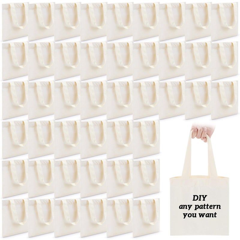 Amylove 48 Pcs Mini Tote Bag Sublimation Blank Canvas Tote Bags Reusable for Grocery Shopping, DIY, Easter Party Favor Gift Bags (8.5 x 8 Inch,Natural Color) - Image 1