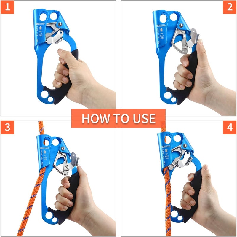 Newdoar UIAA & CE Certified Hand Ascender Rock Climbing Tree Arborist Rappelling Gear Equipment Rope Clamp for 8~13MM Rope - Image 5