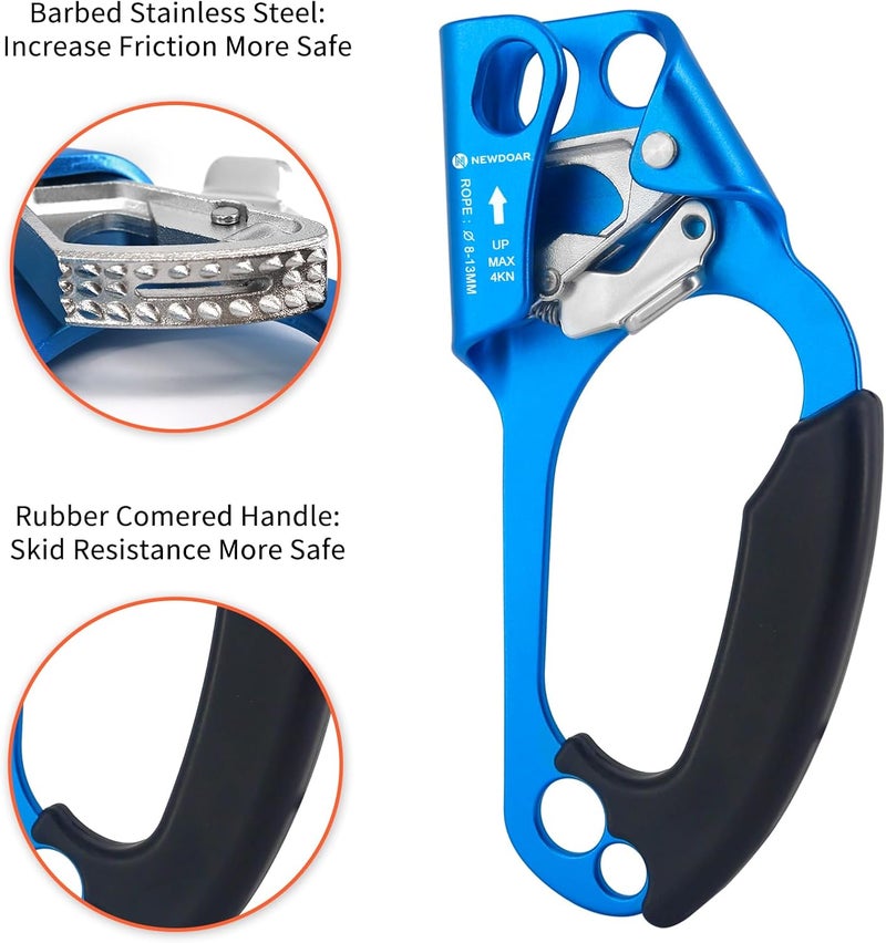 Newdoar UIAA & CE Certified Hand Ascender Rock Climbing Tree Arborist Rappelling Gear Equipment Rope Clamp for 8~13MM Rope - Image 4