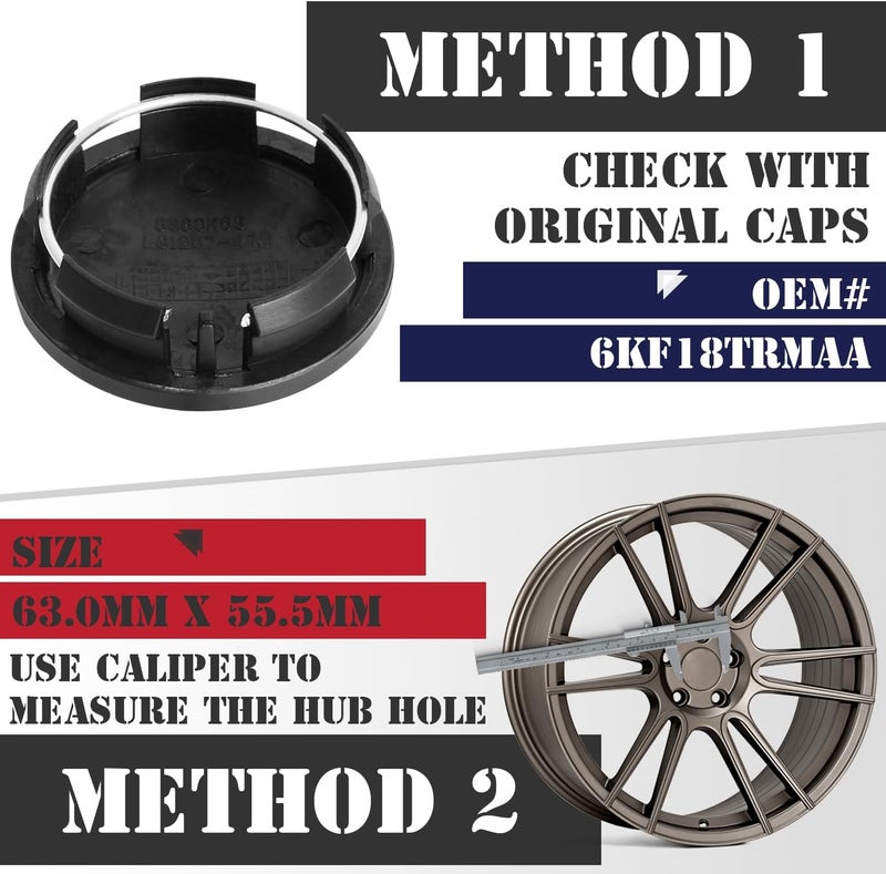 KitsPro 2.5Inch 63MM Wheel Center Caps for Dodge RAM 6KF18TRMAA Rim Hub Caps, Pack of 4 (Matte Black, Outer 63MM, Inner 56MM) - Image 3