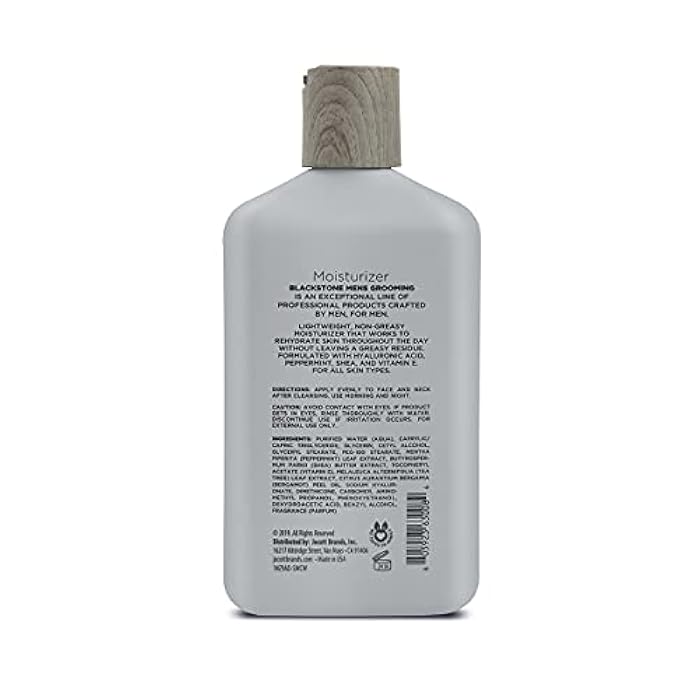 Blackstone Men's Grooming Refresh Facial Moisturizer with Vitamin E, Peppermint & Hyaluronic Acid - Lightweight & Non-Greasy | Restores Dry Skin | Paraben & Cruelty Free | USA Made, Sandalwood (8 oz) - Image 2