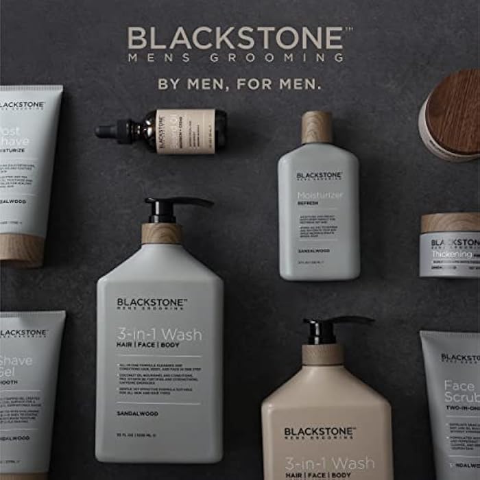Blackstone Men's Grooming Refresh Facial Moisturizer with Vitamin E, Peppermint & Hyaluronic Acid - Lightweight & Non-Greasy | Restores Dry Skin | Paraben & Cruelty Free | USA Made, Sandalwood (8 oz) - Image 5