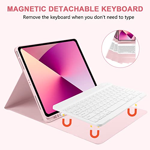 TaIYanG Keyboard Case for iPad Air 13-inch M4/M3/M2/Pro 12.9 (6th&5th Generation), Detachable Bluetooth Keyboard Case with Pencil Holder,Auto Sleep/Wake for iPad Air 13"(2025&2024)/Pro 12.9, Pink - Image 5