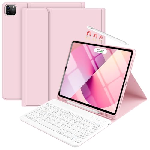 TaIYanG Keyboard Case for iPad Air 13-inch M4/M3/M2/Pro 12.9 (6th&5th Generation), Detachable Bluetooth Keyboard Case with Pencil Holder,Auto Sleep/Wake for iPad Air 13"(2025&2024)/Pro 12.9, Pink - Image 1