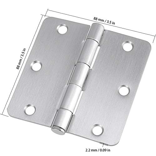 ZEONHAK 24 Pack Satin Nickel Door Hinges, 3.5 Inch Nickel Door Hinges with Mounting Screws, 1/4" Radius Corners, Silver 12 Pairs Bedroom Door Hinge Sturdy Door Hardware - Image 2
