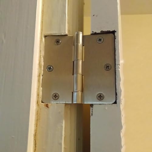 ZEONHAK 24 Pack Satin Nickel Door Hinges, 3.5 Inch Nickel Door Hinges with Mounting Screws, 1/4" Radius Corners, Silver 12 Pairs Bedroom Door Hinge Sturdy Door Hardware - Image 5