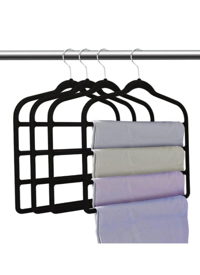 Generic - Pants Hanger, 4-Pack Velvet Pants Rack Hanger Non-Slip Skirt Hangers Multiple Layers 360° Swivel Hook Velvet Clothes Hanger for Jeans, Scarf and Tie, Black - Image 1