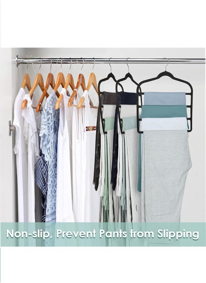 Generic - Pants Hanger, 4-Pack Velvet Pants Rack Hanger Non-Slip Skirt Hangers Multiple Layers 360° Swivel Hook Velvet Clothes Hanger for Jeans, Scarf and Tie, Black - Image 1