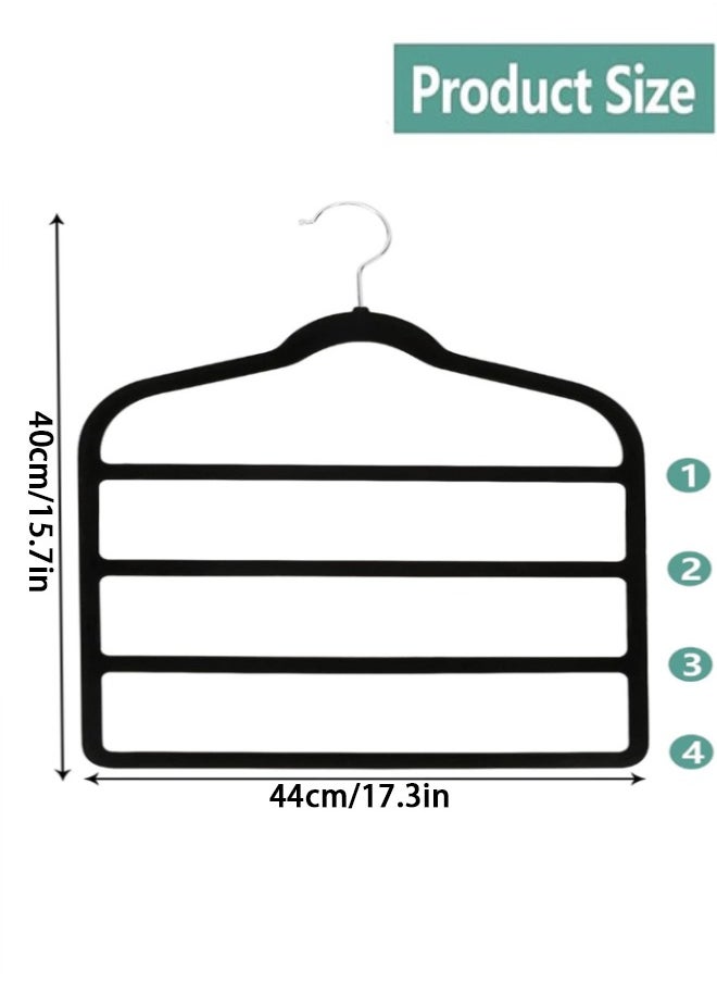 Generic - Pants Hanger, 4-Pack Velvet Pants Rack Hanger Non-Slip Skirt Hangers Multiple Layers 360° Swivel Hook Velvet Clothes Hanger for Jeans, Scarf and Tie, Black - Image 1