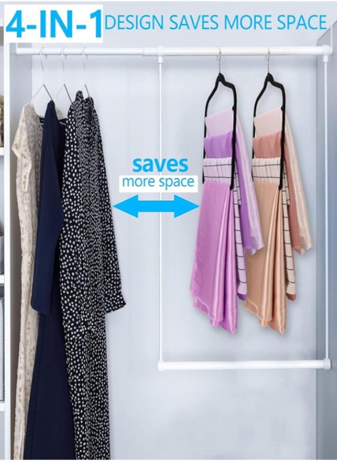 Generic - Pants Hanger, 4-Pack Velvet Pants Rack Hanger Non-Slip Skirt Hangers Multiple Layers 360° Swivel Hook Velvet Clothes Hanger for Jeans, Scarf and Tie, Black - Image 1