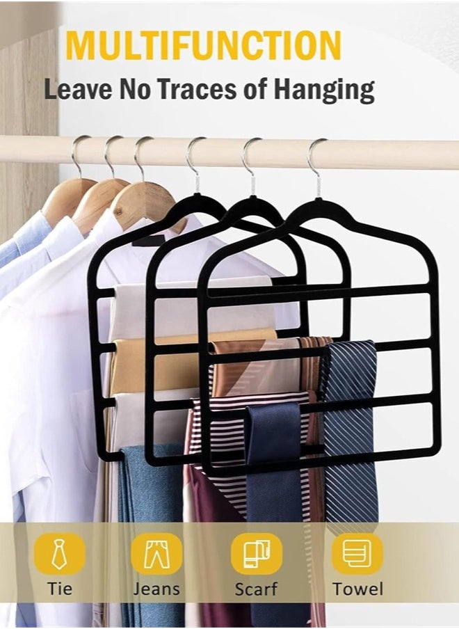 Generic - Pants Hanger, 4-Pack Velvet Pants Rack Hanger Non-Slip Skirt Hangers Multiple Layers 360° Swivel Hook Velvet Clothes Hanger for Jeans, Scarf and Tie, Black - Image 1