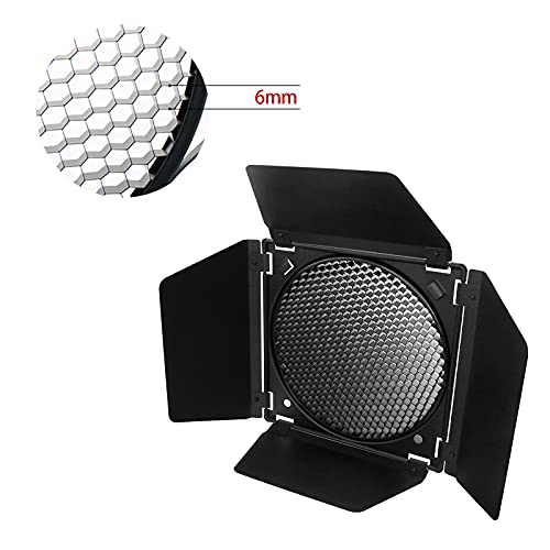 Soonpho BD-04 Barn Door with Honeycomb Grid and 4 Color Gel Filters (Red,Yellow, Blue,Green) for Standard Reflector & Cloth - Image 5