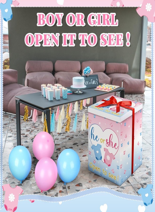 هونغداو صندوق بالونات هونغداو للكشف عن جنس المولود مع شريط و10 بالونات وردية وزرقاء، ألعاب الكشف عن جنس المولود، هو أو هي، افتح لترى، لتزيين الحفلات، 12 بوصة × 12 بوصة × 16 بوصة (قماش). - Image 4